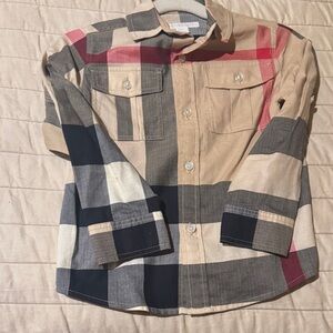 Burberry Beige and Black Patterned Shirt